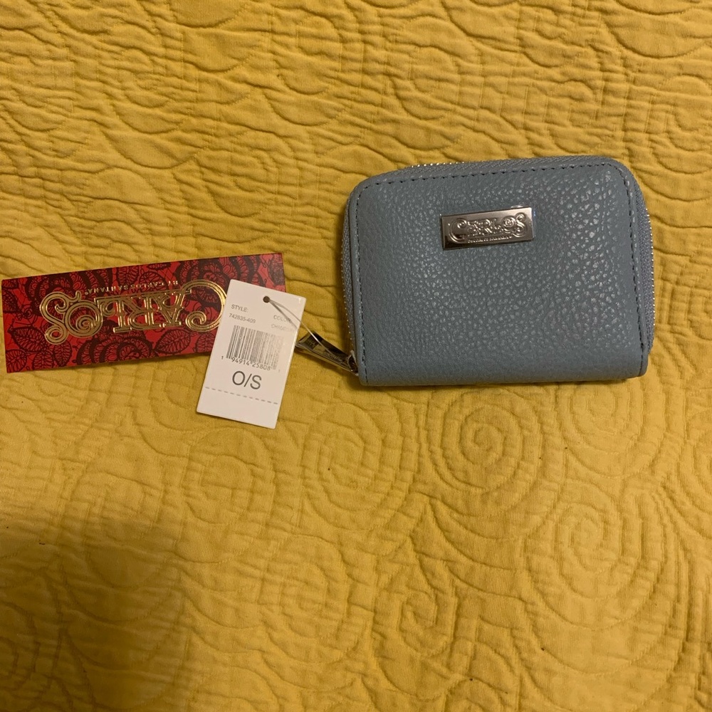 Carlos Santana brand blue leather zippy wallet